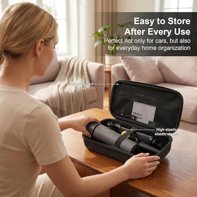 ANKHOH Hard EVA Case for HOTO for Voice-Tank 4-in-1 Car Vacuum Air Duster, Protective Storage Organizer for Auto Detailing & Office Keyboard Cleaning Kit, Fits Mini Vac & Accessories - Black