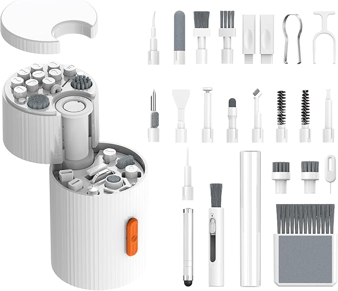 Multi-Functional Electronics Cleaning Kit, Charging Port Cleaner, for Mobile Phones, Headphones, Computer, Monitor, Camera Lens, White