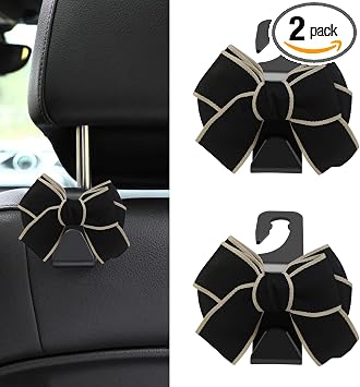 2PCS Purse Hook for Car, Car Seat Headrest Hooks, Cute Bow Car Rear Seat Storage Hooks for Purses and Bags, Universal Au
