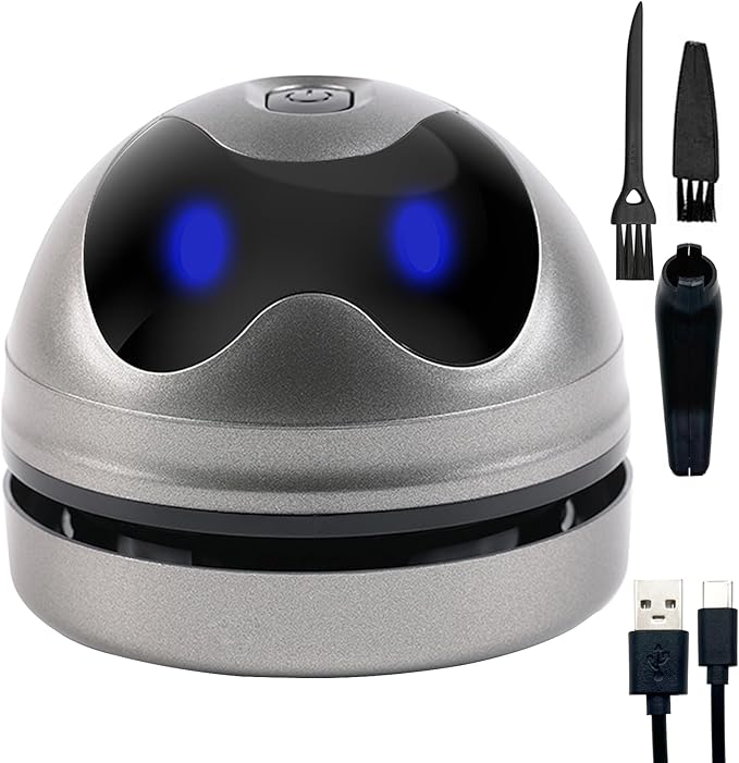 Desktop Vacuum Cleaner Mini Vacuum Cleaner for Desk Table Crumbs Vacuum Sweeper USB Type-C Rechargeable Keyboard Computer Vacuum Cleaner with Nozzle