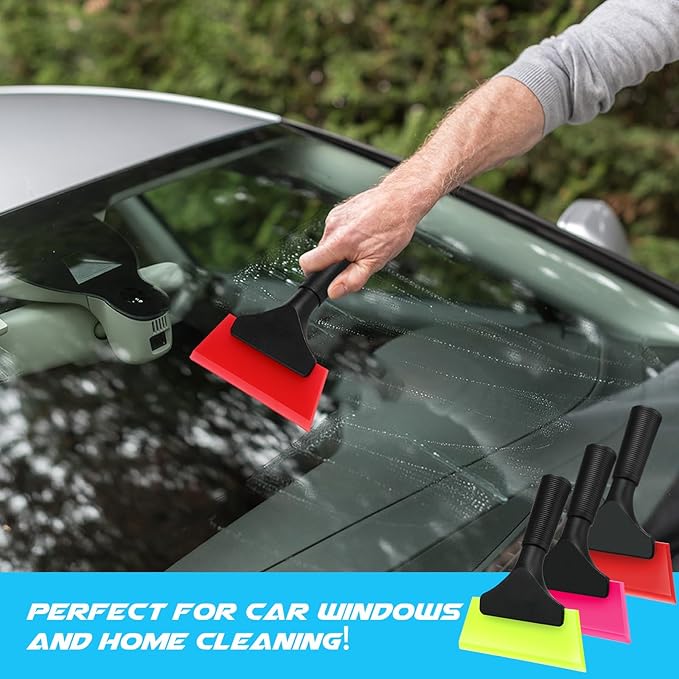 12 Pcs Small Squeegee 5 Inch Window Tint Silicone Squeegee Cleaning with Non Slip Handle Wiper Window Tinting Tools for Car Glass Mirror Shower Bathroom Auto (6 Colors)