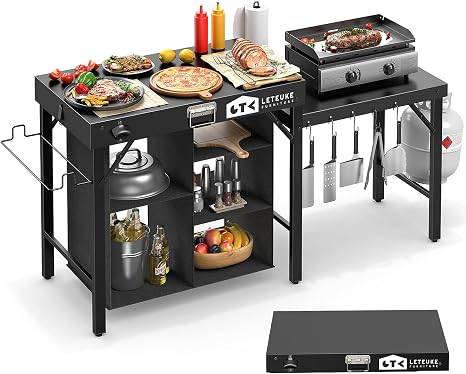 Grill Table for Blackstone Griddle Camping Grill Table Foldable Fits Ninja