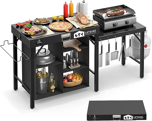 Grill Table for Blackstone Griddle Camping Grill Table Foldable Fits Ninja