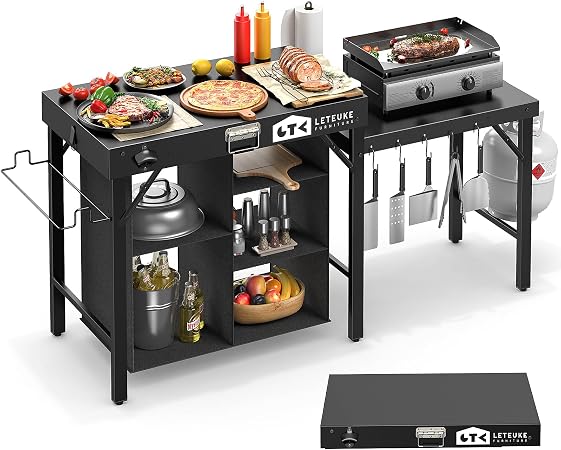 Grill Table for Blackstone Griddle Camping Grill Table Foldable Fits Ninja