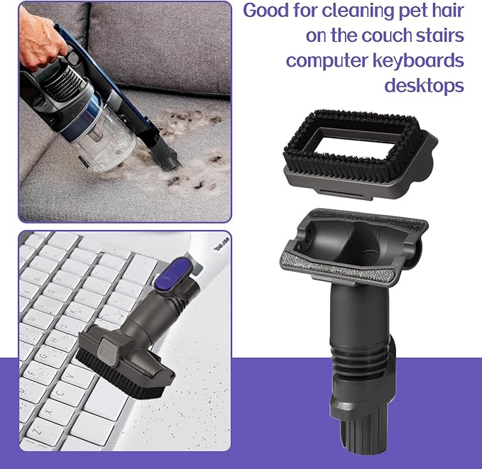 Vacuum Attachments Compatible with Shark Pet Cordless Stick IX141 IZ162H IZ361H IX140 IX142 IX143 IZ140 IZ142 UZ145 Removable 2-in-1 Tool Brush Replacement Parts for D-Shaped Vacuum # 613FJ160