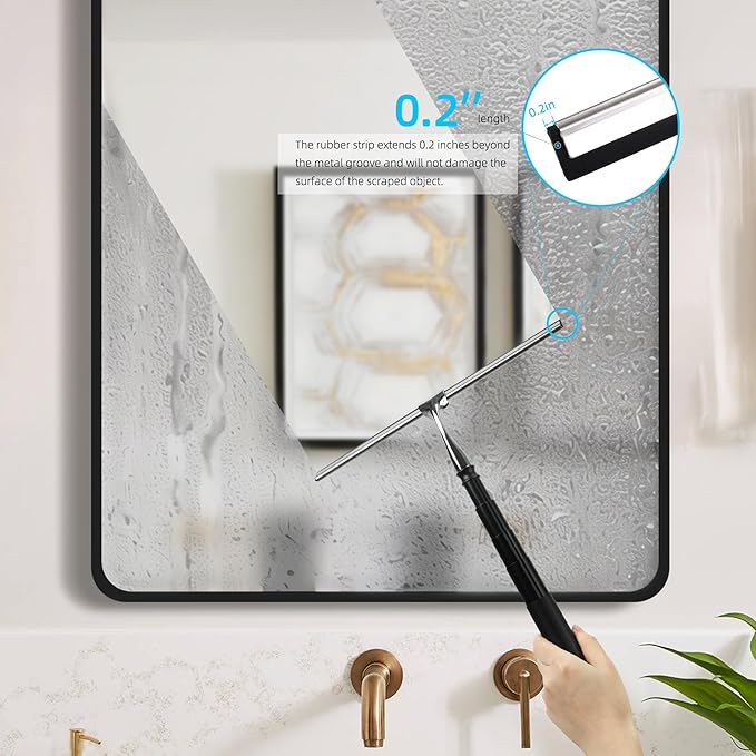 Toncoke 2 in 1 Window Squeegee, Shower Squeegee Window Cleaning Kit with Extension Pole Long Handle Squeegee for Shower Glass Floor Bathroom Home Outdoor, 12 inch Wide, Black
