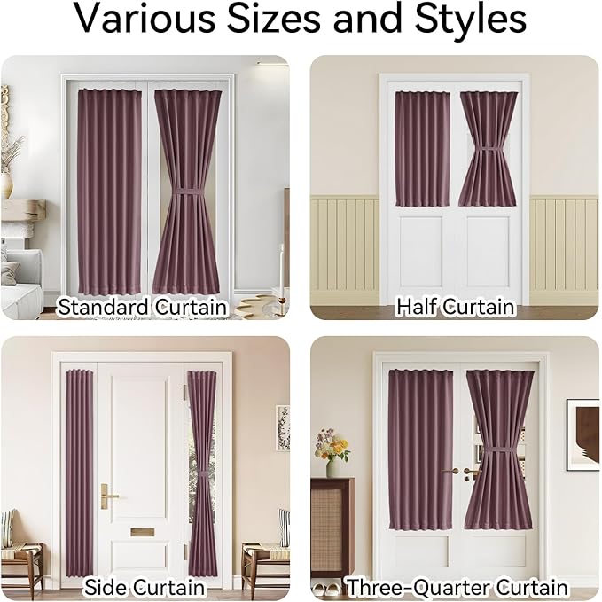 Vatge Door Curtains for French Door, Front Door Curtains for Glass Window Privacy Door Curtain, 1 Panel, W54 x L72, Nostalgia Rose