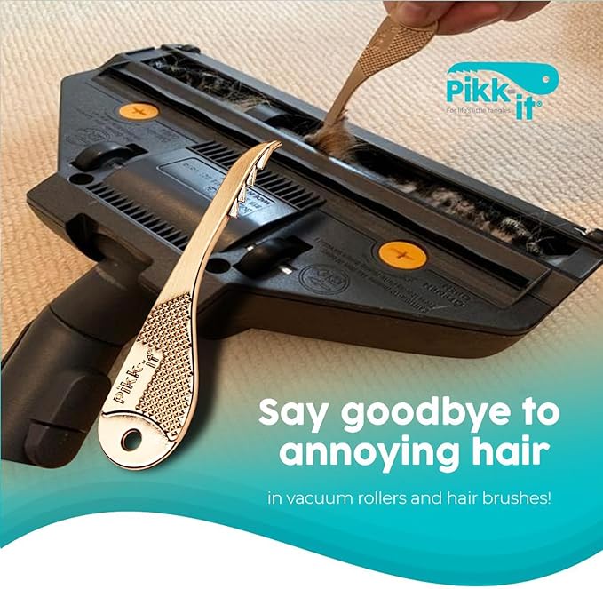 Pikk-it Vacuum Hair Brush Cleaner Tool – Removes Tangled Hair from Vacuums & Hairbrushes | Pet & Human Hair Removal Comb Rake | Improves Vacuum Cleaning Power (Single/Twin Pack) (1)