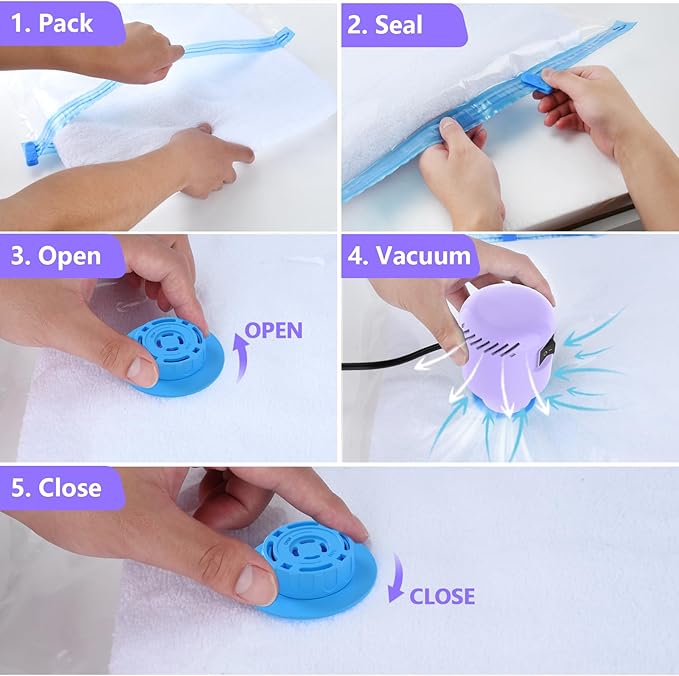 Electric Pump for Vacuum Storage Bags, Travel Vacuum Pump for Various Vacuum Seal Bags Portable Vacpack Air Pump for Compression Clothing Blanket Luggage Purple (Storage Bag Not Included)
