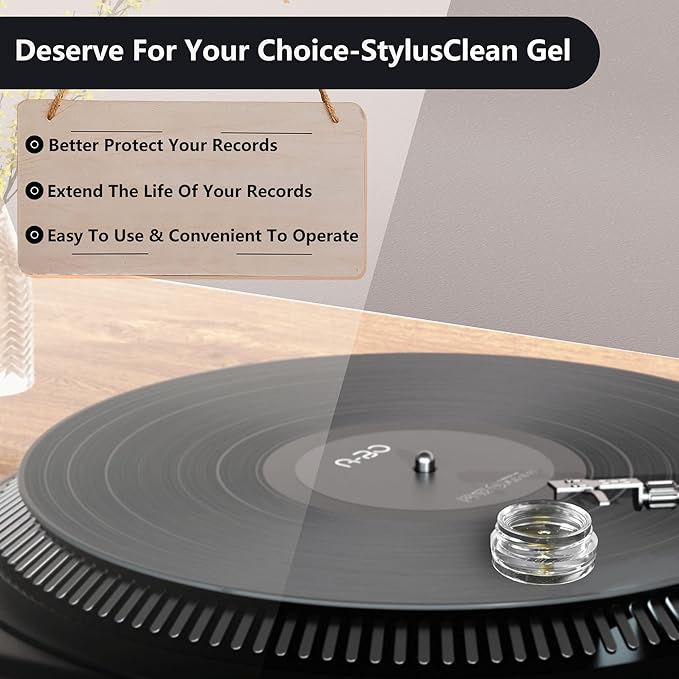 Turntable Stylus Clean Gel - Premium Anti-Static & Zero-Dust Stylus Cleaner, Dirt and Debris Dry Cleaning Mixture for Vinyl Record Player Needle (White)