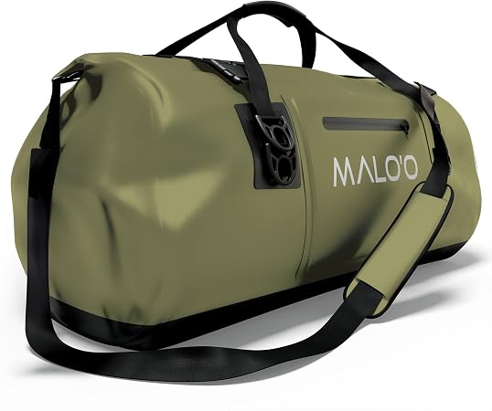 Malo’o Waterproof Dry Duffel, Heavy-Duty Roll Top Waterproof Gear Bag with Shoulder Strap & Molle Loops, Marine Duffel f