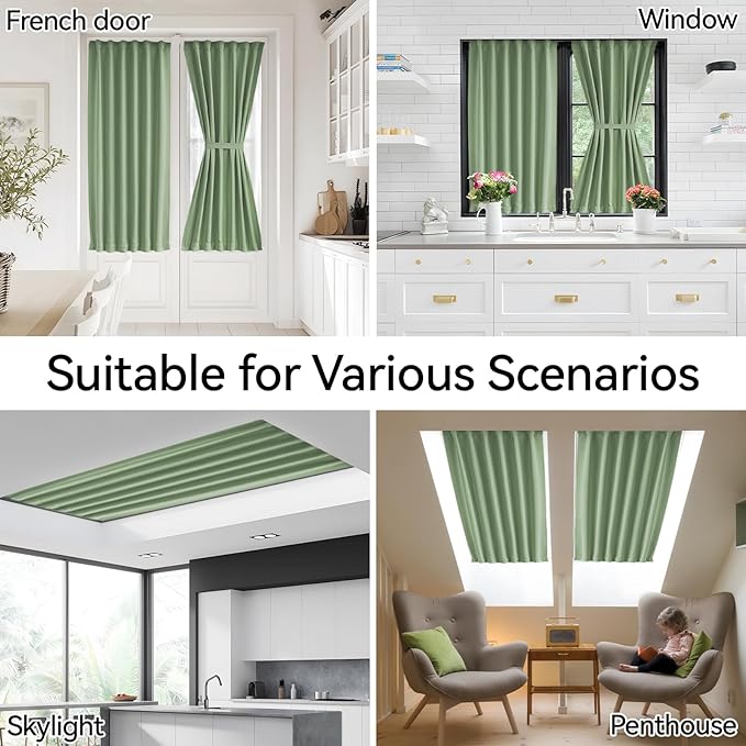 Vatge Sage Green Door Curtains for Door Window,72 Inch Length Front Door Curtains for Glass Window, 1 Panel, W25 x L72, Sage Green