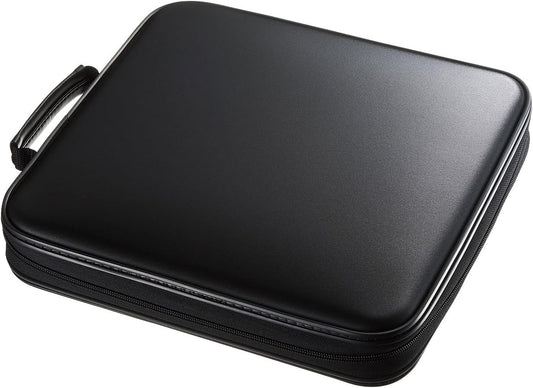 SANWA 160 Capacity CD Case, Large CD Sleeves, Portable DVD VCD Storage Box, Portable Zipper Bag, EVA Protective Blu-ray Wallet with Handle, for Car, Home, Office, Games Disc, Audio Music, Black