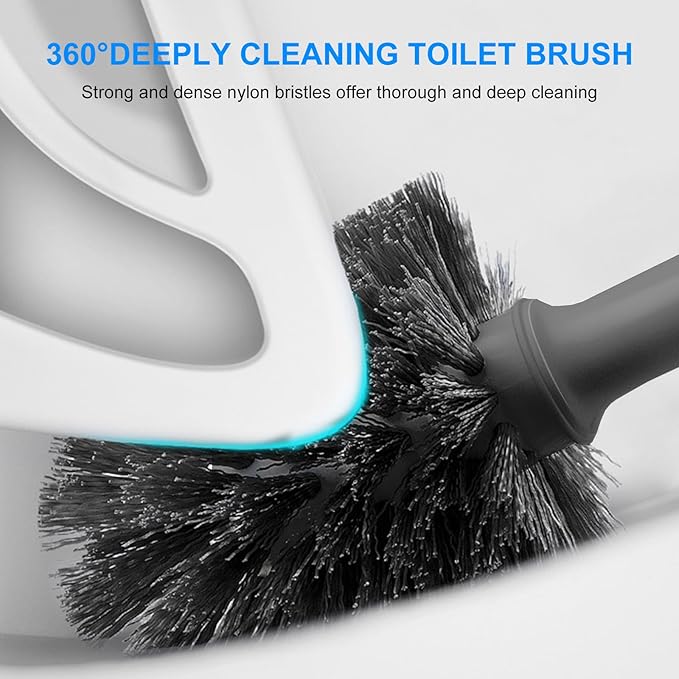 SetSail Toilet Brush and Plunger Set, Semi-Hidden Toilet Plungers Heavy Duty Toilet Bowl Brush and Holder for Bathroom Toilet Plunger and Brush Set for Deeply Cleaning - Gray