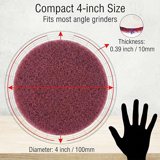 4 Inch 400 Grit Drill Brush Scrubber Scouring Pads, 20 Pcs Hook & Loop Power Scrubber Scour Pad for Rotary Tools, Random Orbital Sander (Red)