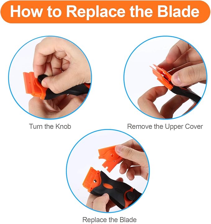 2PACK Razor Blade Scraper, 2-in-1 Scraper Tool with 12Pcs Plastic Blades and 7Pcs Metal Blades, Multi-Purpose Cleaning Razor Scraper for Decals, Stickers, Labels, Caulk, Adhesive, Paint Removal