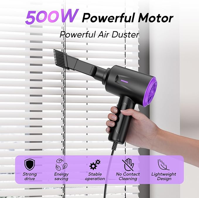 Electric Air Duster - Air Blower - Multi-Use Compressed Air Duster for Keyboard- Computer and PC - 5.74 oz Powerful Motor