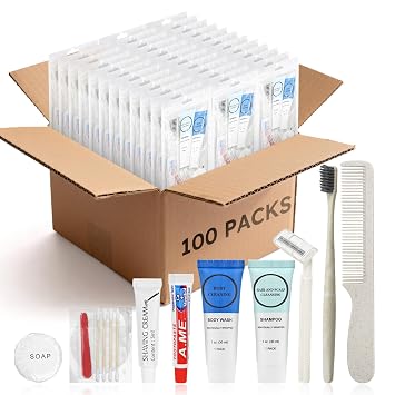 Toiletry Kits Homeless Personal Hygiene Care Package in Bulk (100 Pack)