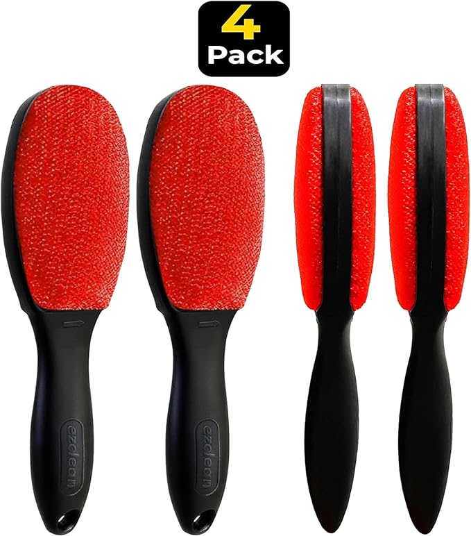 ezclean 4Pack Red Color Lint Brush for Clothes Furniture Couch, Lint Brush Pet Hair Remover for Clothes Brush, Reusable Lint Brushes for Pet Hair,Velvet Brush, Pet lint Brush, Fabric Brush