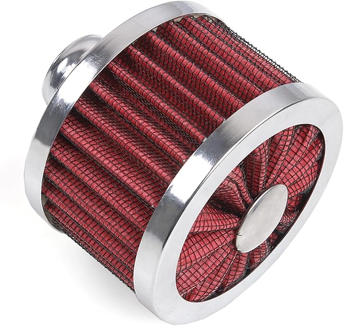 23mm Car Air Filter Universal Cold Air Intake Filter High Flow Vent Valve Cover Breather Filter (Red)