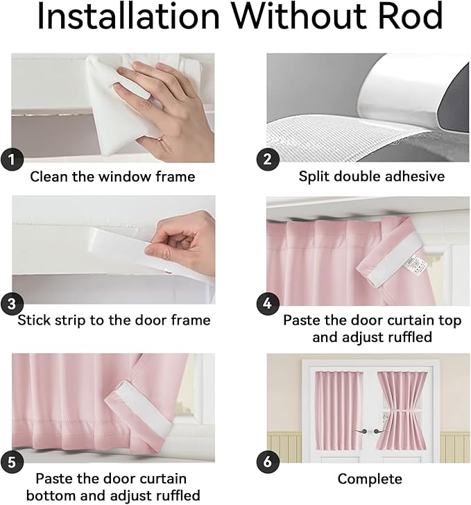 Vatge Door Curtains for Door Window, Door Coverings for Small Window, 1 Panel, W25 x L40, Baby Pink