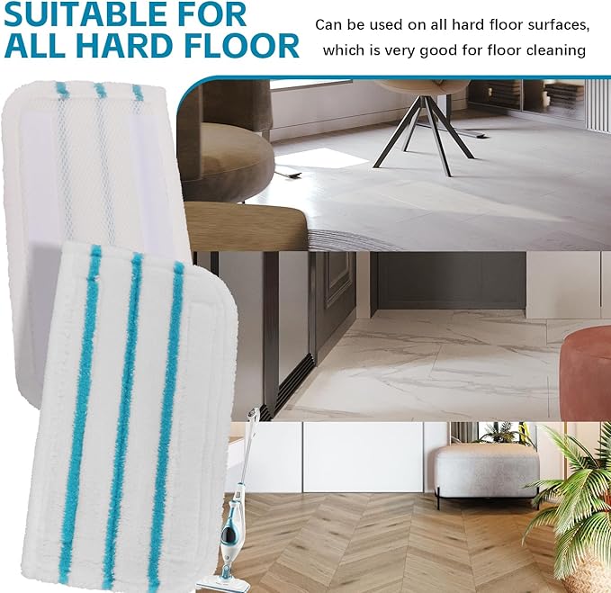 Steam Mop Pads Compatible with Black+Decker Steam Mop SM1600, SM1610, SM1620, HSM13E1, HSMC1300FX, HSMC1321, HSMC1361SG SMP20 - Washable Pads Replacement for Floor Cleaning - 8Pack