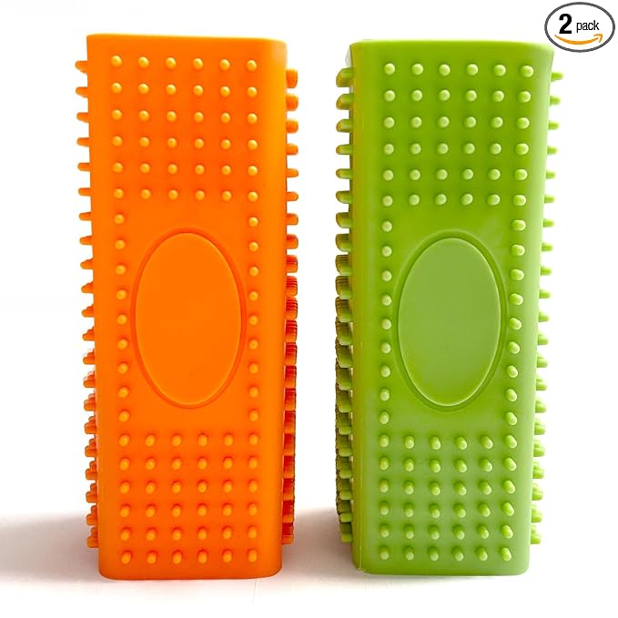 2pcs Pet Hair Remover, Dog Cat Block Roller Cleaner, Car Carpet Cleaner Brush for Small Animals, Pet Hair Removal Tool for Interior, Furniture, Sofa, Car Seat (Orange+Green)