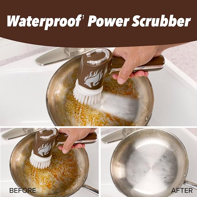 Horsepower Scrubber, Waterproof, Electric Power, Spins 350 RPM, 5 Brush Heads, AS SEEN ON TV, Cleans Dirt & Grime, Tile, Grout, Bathrooms, Kitchen, Auto Rims, Outdoor Furniture & More, Rechargeable