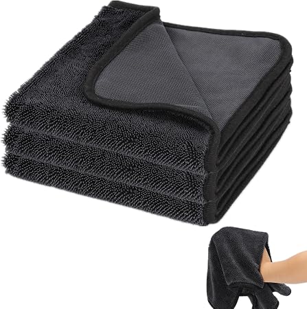 Longzhuo 3 Pack Shiny Wipes Shower Cleaning Cloths, 15.7 x 15.7 Inch Car Cleaning Wipes Super Absorbent, Reusable and Wa