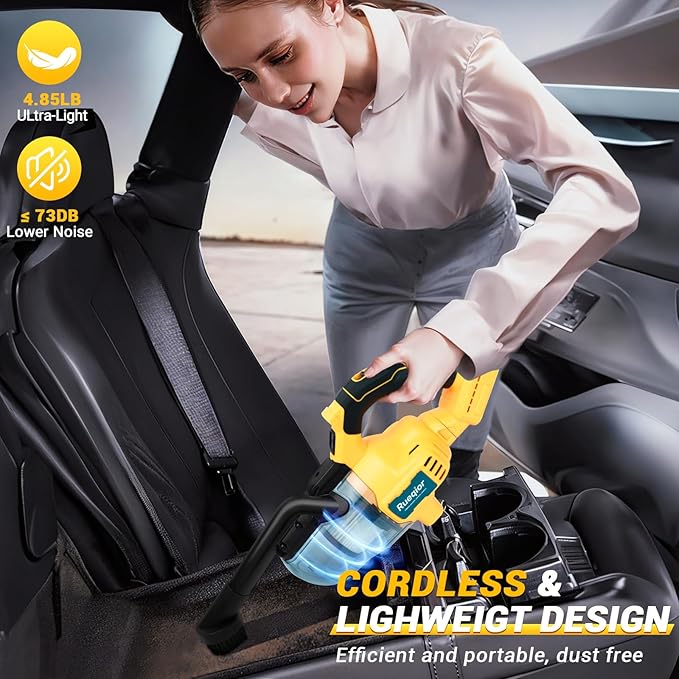 Cordless Vacuum Compatible with DeWalt 20V Battery, 5 in 1 Handheld Electric Vacuum Cleaner with 400W Powerful Motor, 46 CFM Portable Hand Vacuum for Home Pet Hair, Car (Battery Not Included)