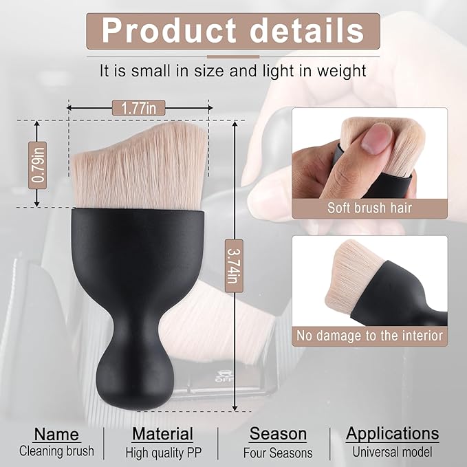 GaRhomxy Car Detailing Brushes, Car Interior Dust Sweeping Soft Brush, Soft Bristles Brush Cleaning Tool for Automotive Dashboard, Air Conditioner Vents, Computer, Scratch Free(Ivory White)