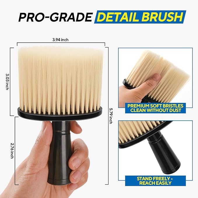 Car Interior Detailing Brush, Auto Detailing Brushes Dusting Car Accessories for Dashboard Interior, AC Vents, Leather, Keyboard, Scratch-Free
