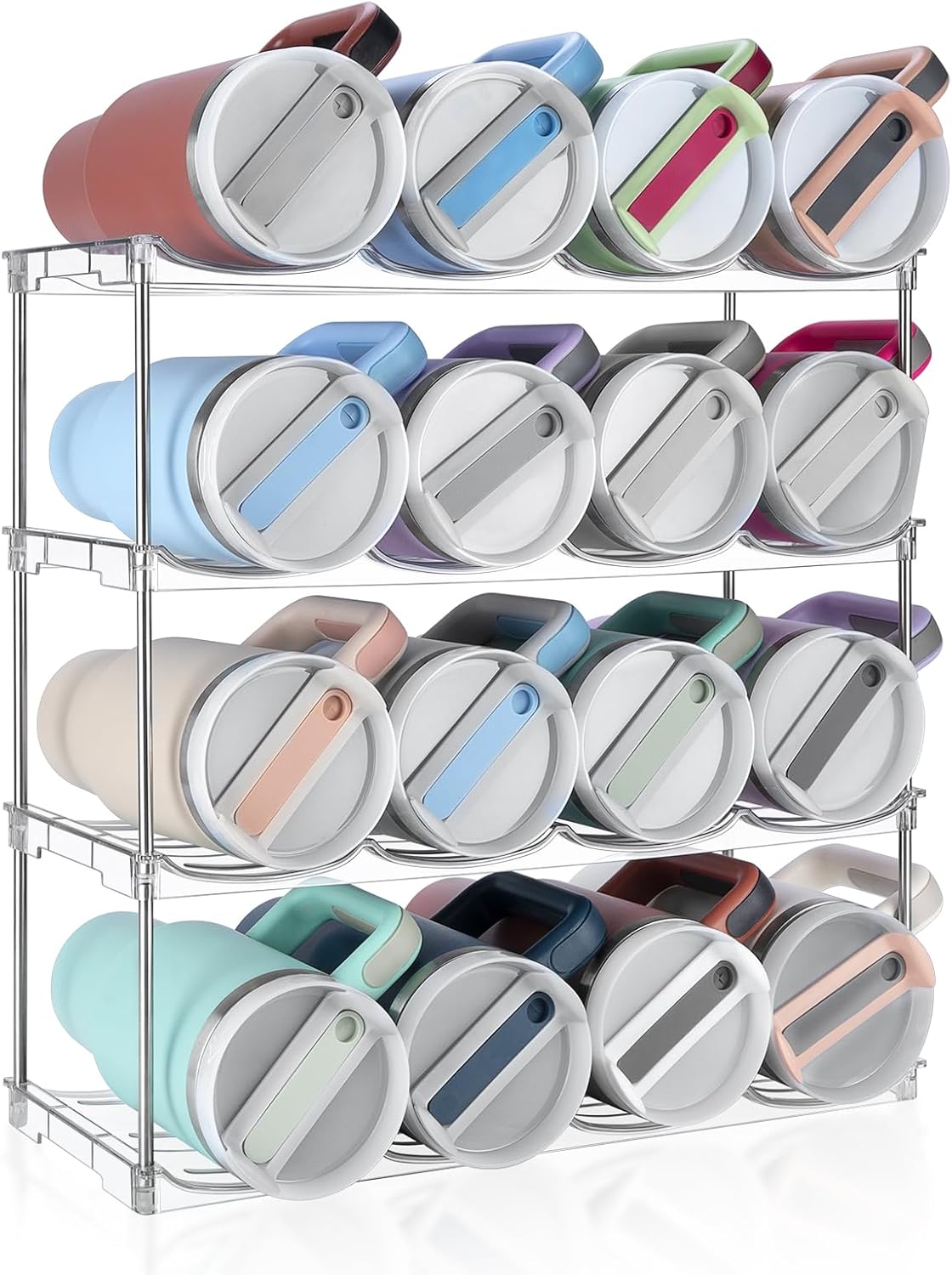 Stackable Water Bottle Organizer Large Compartment Water Bottle Holder