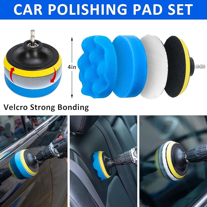 27Pcs Car Detailing Brush Set, Car Detailing Kit, Auto Detailing Drill Brush Set, Car Detailing Brushes, Car Wash Cleaning Tools Kit for Interior, Exterior, Wheels, Blue