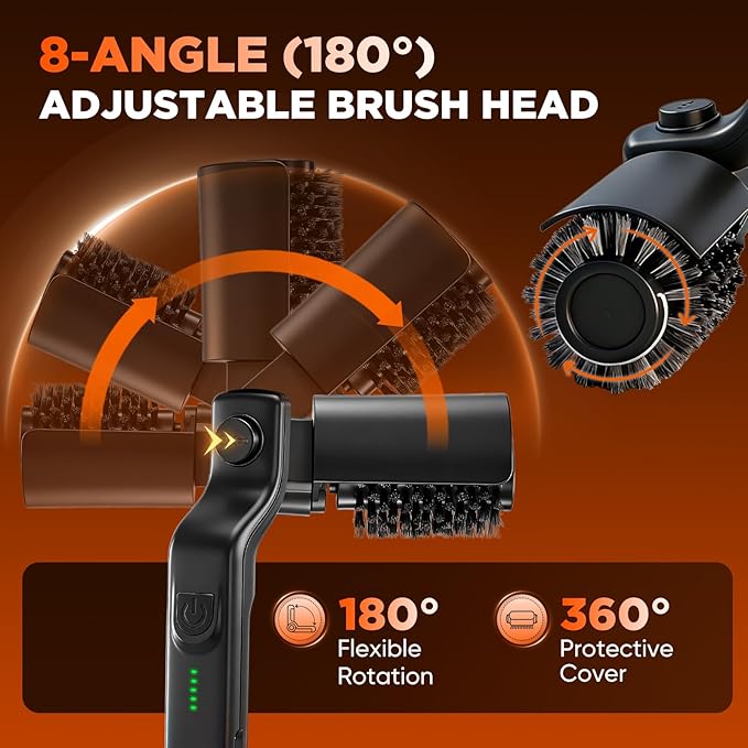 Sakerplus Electric Grill Brush,Cordless Rechargeable Grill Cleaning Brush with 2 Heads, 3-Speed & Angle Adjust, 400 RPM Waterproof Grill Cleaner for Outdoor Grill for Outdoor Camping Barbecue Grates