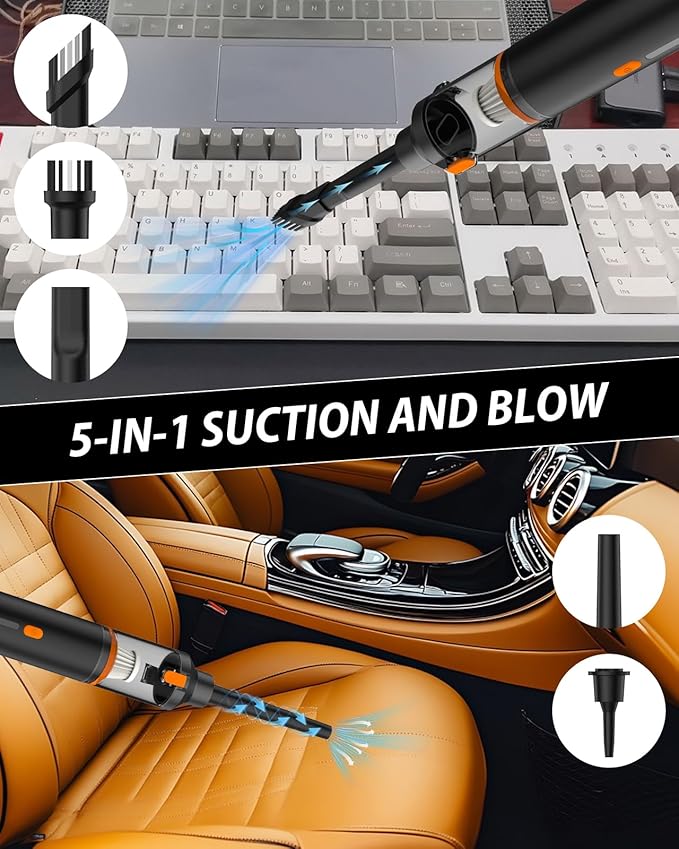 Car Vacuum 19000Pa Powerful Suction, Cordless Handheld Vacuum Cleaner & Air Duster, Portable Hand Held Mini Vacuum Rechargeable for Car, Home & Office