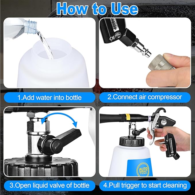 Car Cleaning Gun Kit Detailing Interior Dry Air Blow Gun with 2 Nozzle High Pressure Blower Cleaning Tool Kit for Car Surfaces Quickly Blasts Dust, Works with Air Compressor