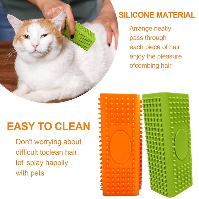 2pcs Pet Hair Remover, Dog Cat Block Roller Cleaner, Car Carpet Cleaner Brush for Small Animals, Pet Hair Removal Tool for Interior, Furniture, Sofa, Car Seat (Orange+Red)