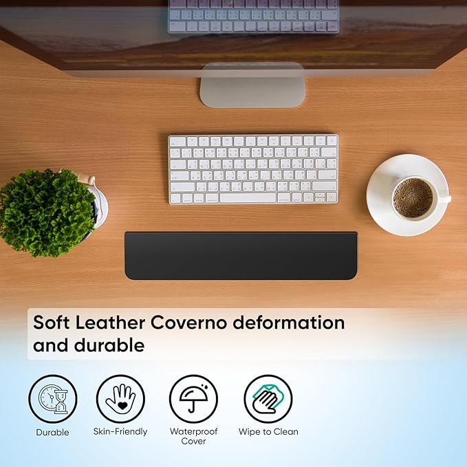 Keyboard Wrist Rest with Cleaning Kits,Palm Pad for Pain Relief, Wrist Support for Long Hours of Work, Gaming,Studying,Black 14.17'' Wrist Rest for 85% Mechanical Keyboard