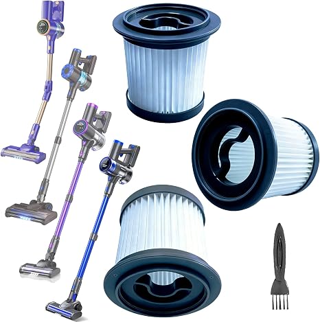 3Pack Hepa Replacement Filters Compatible with AIRDIYA P1/VG3, MHRMHR KP1108 and Bieiao BS01 Cordless Vacuum Cleaner, Washable Pre-motor Filters Works with UKDMROX E23 & Nioga P2 Upright Vac - Cleanova