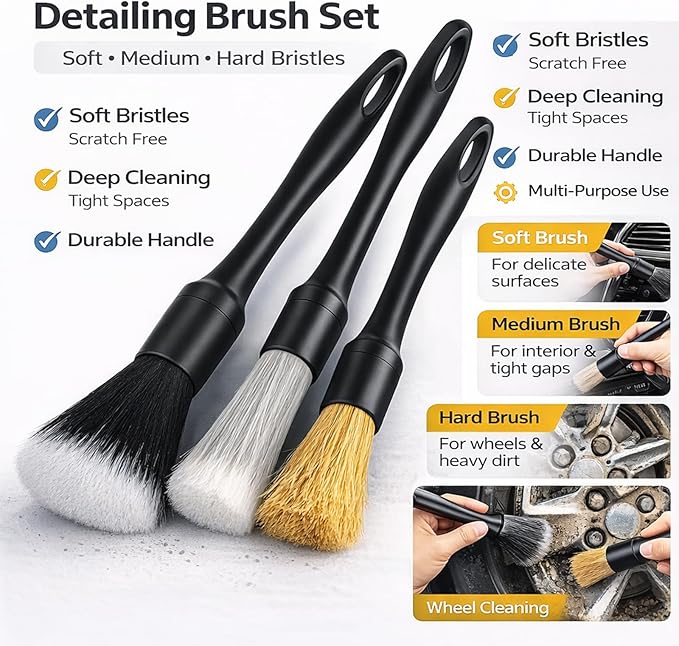 26Pcs Car Detailing Kit, Car Detailing Brush Set, Auto Detailing Drill Brush Set, Car Detailing Brushes, Car Wash Kit, Car Accessories For Men, Car Cleaning Tools Kit for Interior, Exterior, Wheels