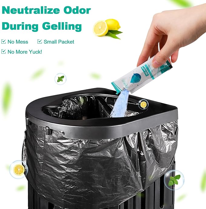 Lemon Portable Toilet Gel, Poo Gel for Potty, Camping Toilet Powder for Bucket, Eco Absorbent Gelling, Portable Urine Packets for Outdoor Recreation Supplies (Lemon-30 Packets, 10g of each)