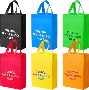 Custom Non-woven Bags, Custom Large Reusable Heavy Duty Tote Bags with Handle, Add your Logo or Text, Available in 100 P