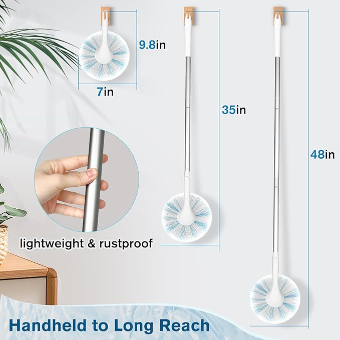 Tub Tile Scrubber Brush with 48" Long Handle, 2026 Version 1 Pc Non-Scratch Soft Tub Mop, All-in-One Adjustable Bathroom Brush for Bathtub, Shower, Sink, Faucet, and Wall Tile（1）