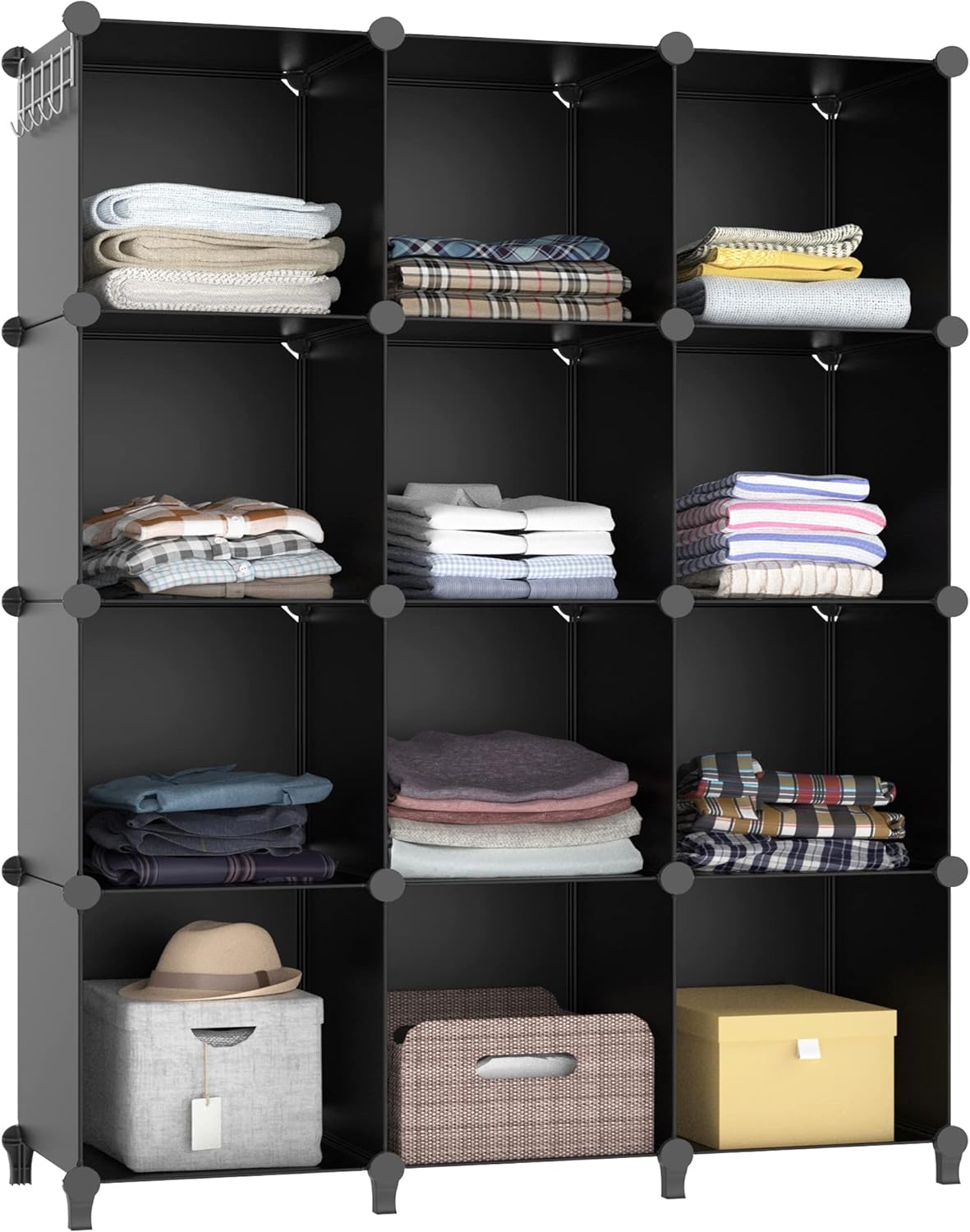 Closet Organizers and Storage, 12 Cube Storage Organizer, Black
