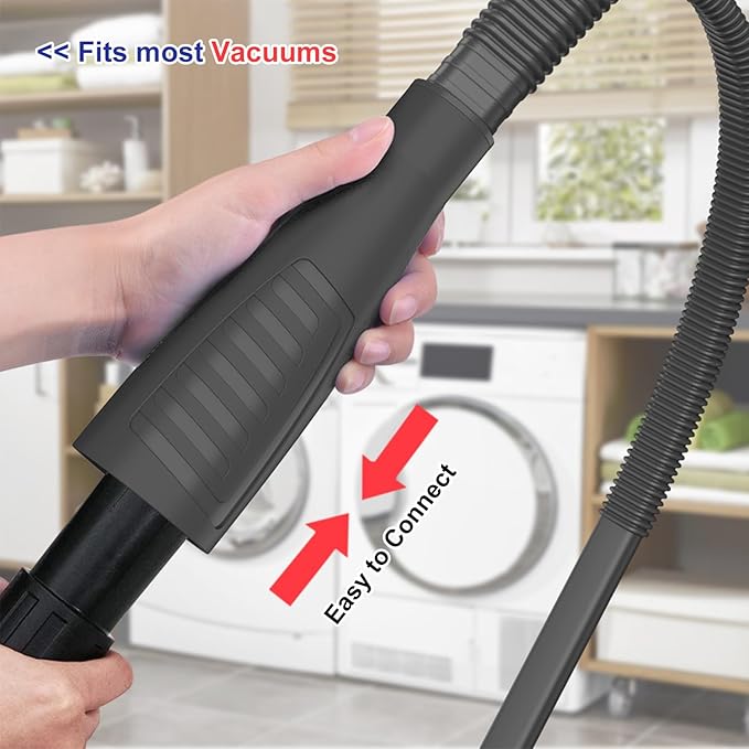 Sealegend 2 Pieces Dryer Vent Cleaner Kit and Flexible Dryer Lint Brush Vacuum Hose Attachment Power Lint Remover Refrigerator Coil Brush, Black