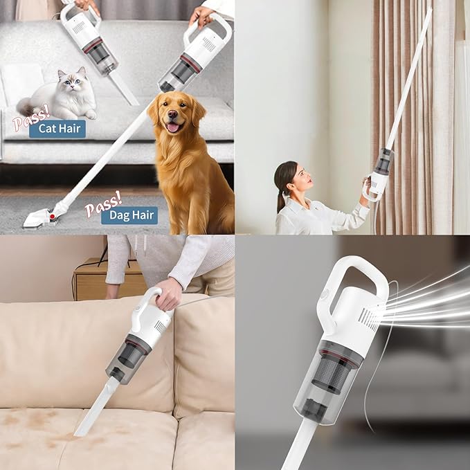 KEROMEE Stick Vacuum Cleaner, Corded Handheld Vacuum Cleaner Mini Electric Broom for Pet Hair Hardwood Floor Cat Litter Carpet Cleaning (16ft-Cord)