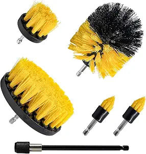 6PCS Drill Brush Attachment Set, 1/4in Power Scrubber Cleaning Brushes with Extended Rod, All Purpose Drill Activated Br