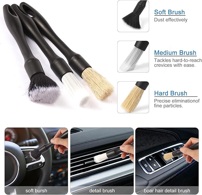 Car Detailing Brush Kit with Detail Brushes,Car Interior Detailing Brushe,Car Dust Brush,Cleaning Gel,Car Interior Cleaning Tool for Truck SUV Car Accessories