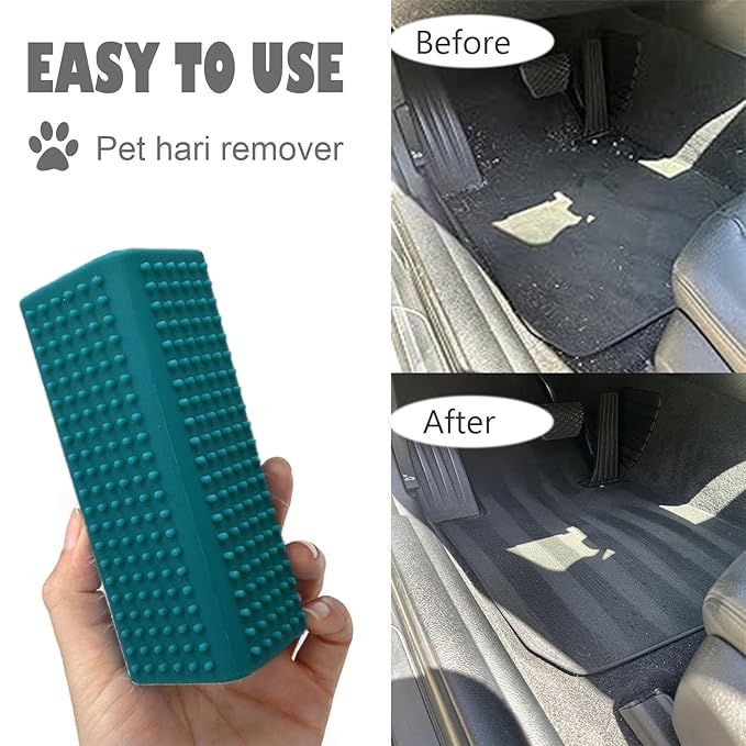 2 Pieces Pet Dog Cat Hair Remover, Block Roller Cleaner, Hollow Silicone Cleaner Brush for Sofa, Car Interiors, Furnishings, Carpets, Bedding or Any Fabric (Forest Green, Orange)
